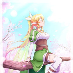 This is a pixiv picture whose title is 「春」　リーファちゃん×さくら！.