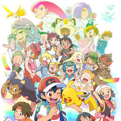 This is a pixiv picture whose title is 虹とポケモンマスター！！.