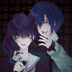 This is a pixiv picture whose title is 「囁く」.