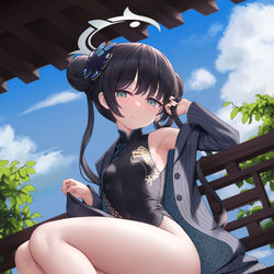 This is a pixiv picture whose title is 太ももに食い込む.