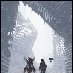 This is a pixiv picture whose title is ポケモンと雪の廃墟.