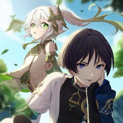This is a pixiv picture whose title is 放浪者とナヒーダ.