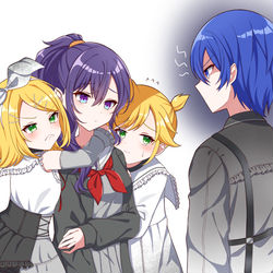 This is a pixiv picture whose title is ニゴカイvs鏡音.