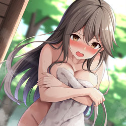 This is a pixiv picture whose title is 朝風呂突入.