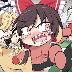 This is a pixiv picture whose title is 霊夢VS魔理沙VS妖夢.