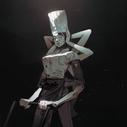 This is a pixiv picture whose title is 落下の悪魔.