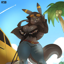 This is a pixiv picture whose title is COMM - Umbreon in Vacation.