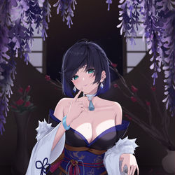 This is a pixiv picture whose title is 和服夜蘭.