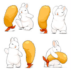 This is a pixiv picture whose title is うさぎとエビフライ.