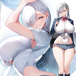 This is a pixiv picture whose title is ドスケベサッカー部ちゃん(制服).