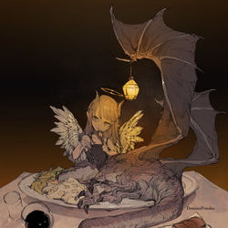 This is a pixiv picture whose title is 「全然おいしくないね」.