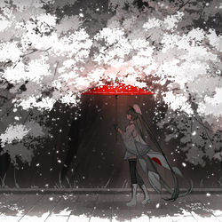 This is a pixiv picture whose title is 「雨が降った？」.