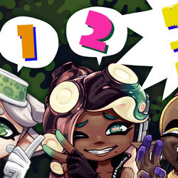 This is a pixiv picture whose title is 3でアホになるスプラトゥーン.
