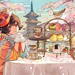 This is a pixiv picture whose title is お花見アフタヌーンティー.