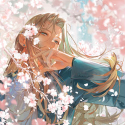 This is a pixiv picture whose title is 桜の下のおにいさん.