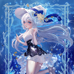 This is a pixiv picture whose title is 海コーデ魔女(全身版).