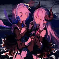This is a pixiv picture whose title is ロウワー／天音かなた×ラプラス・ダークネス coverイラスト.