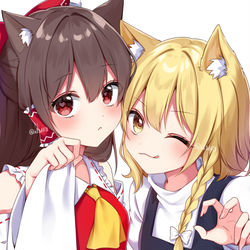 This is a pixiv picture whose title is ケモ耳レイマリ.