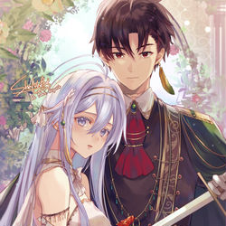 This is a pixiv picture whose title is 異国の巫女と敵国の王子.
