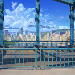 This is a pixiv picture whose title is Riverside bridge.