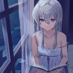 This is a pixiv picture whose title is 夜の読書.