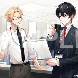 This is a pixiv picture whose title is 「にじさんじ会社パロディボイス」.