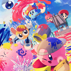 This is a pixiv picture whose title is ごちゃまぜカービィ春.
