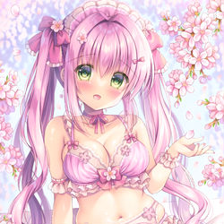 This is a pixiv picture whose title is 🌸サクラ×ランジェリー🌸.