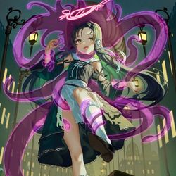 This is a pixiv picture whose title is 渦巻く甲殻アルモニカ.