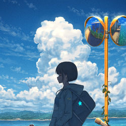 This is a pixiv picture whose title is 日陰で涼む.