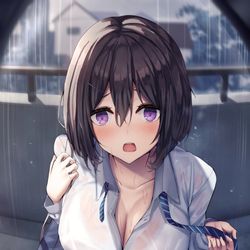 This is a pixiv picture whose title is 濡れ透け幼馴染ちゃん.