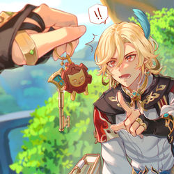 This is a pixiv picture whose title is "M-My key!?".