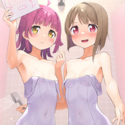This is a pixiv picture whose title is 「先輩もこっちに来ませんか？」「…私もそれがいいと思う」.