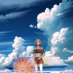 This is a pixiv picture whose title is 「監視少女」.