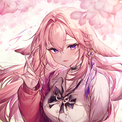 This is a pixiv picture whose title is 八重神子制服🌸⚡︎.