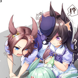 This is a pixiv picture whose title is トレセン学園の屋上は恐ろしいところだねライスちゃん・・・.