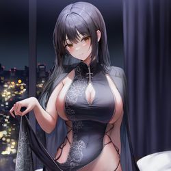 This is a pixiv picture whose title is 黒髪少女.