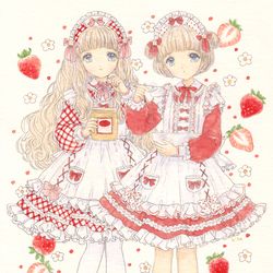 This is a pixiv picture whose title is 苺をイメージした女の子.