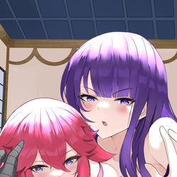 This is a pixiv picture whose title is Ei and Yae.