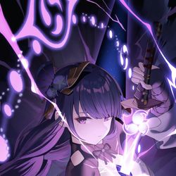 This is a pixiv picture whose title is 雷電将軍.