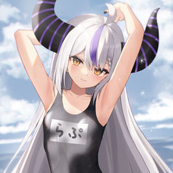 This is a pixiv picture whose title is 「スク水ラプ様」.