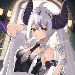 This is a pixiv picture whose title is 1/5「メイドholoX　ラプ様」.