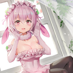 This is a pixiv picture whose title is happy clober rabbit.