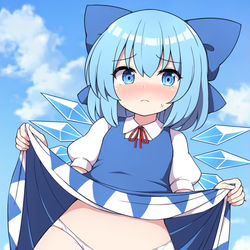 This is a pixiv picture whose title is たくし上げチルノちゃん.