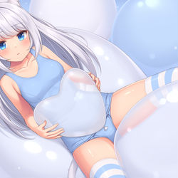 This is a pixiv picture whose title is 風船にゃんこ.