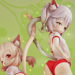 This is a pixiv picture whose title is Nahida and klee  in bloomers.