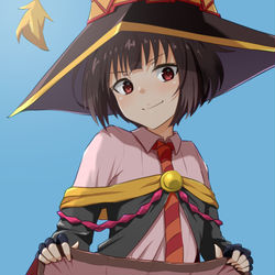 This is a pixiv picture whose title is たくし上げめぐみん（制服Ver.）.