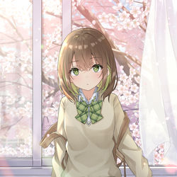 This is a pixiv picture whose title is 教室　桜.
