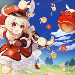 This is a pixiv picture whose title is HoYoFair2023　クレー、アリスと煙緋、ピンばあや.