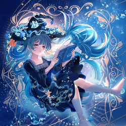 This is a pixiv picture whose title is 夜のおとぎ話魔女(全身版).